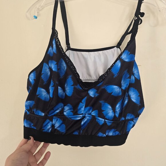 Women's Plus 4X Blue and Black Butterfly Bralette - Picture 4 of 5